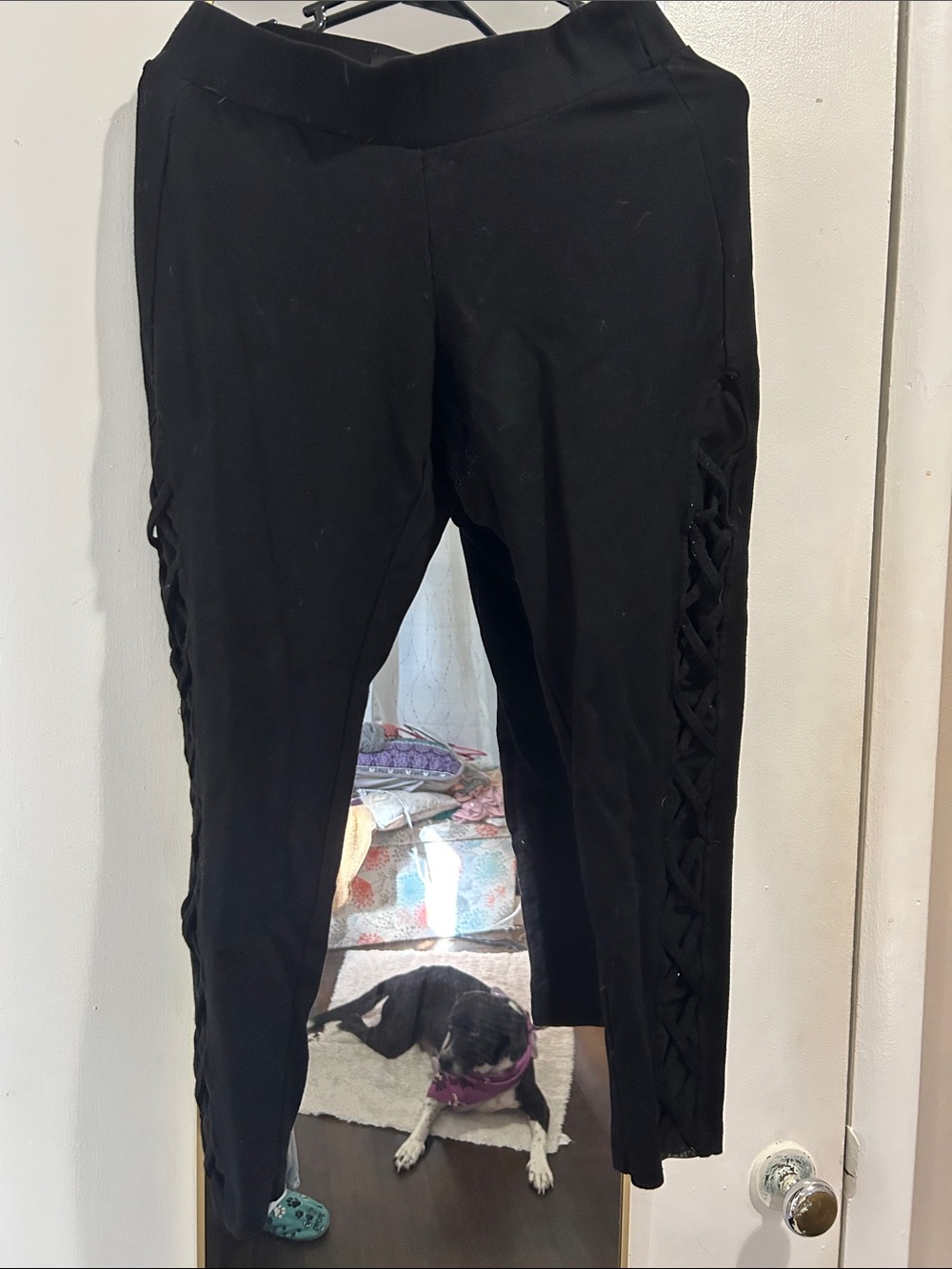 torrid Black Leggings with Side Lace-Up Panels